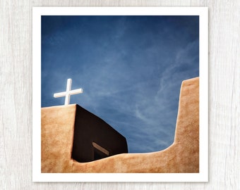 Nambe One - New Mexico Photograph - Minimalist Photography - Historic Southwest Church Art - Southwestern Decor - Adobe Church Photo Print