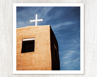 Nambe Two - Southwestern Travel Photograph - New Mexico Photo - Minimal Abstract Southwest Art Print - Historic Adobe Church Photo Print