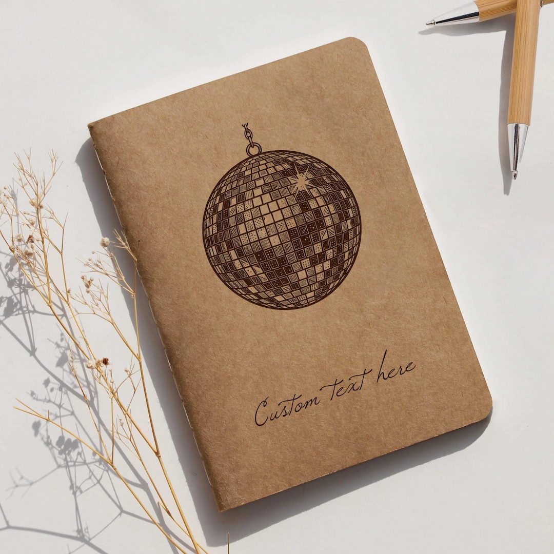 Personalized Disco Ball Notebook Custom Engraved Kraft Journal | Retro ...