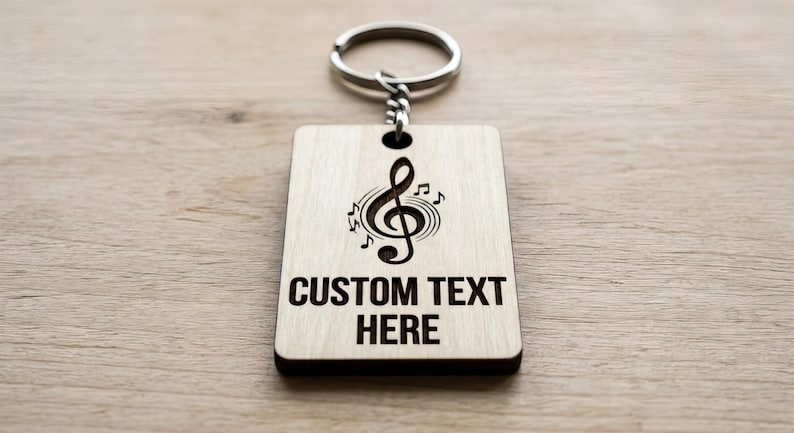 Custom Treble Clef Keychain, Personalized Music Note Keyring, Engraved ...