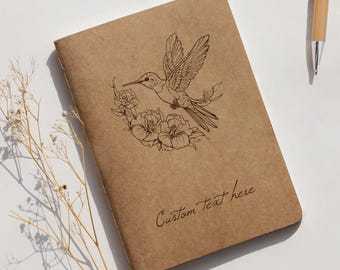 Personalized Hummingbird Notebook Custom Engraved Kraft Journal | Nature-Inspired Gift | Unique Stationery for Writers & Dreamers