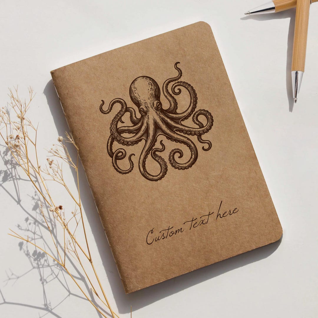 Personalized Octopus Journal Kraft Notebook | Custom Engraved ...