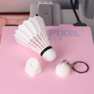 Realistic 3D Printed Badminton Shuttlecock Decor Multi-Use Keychain Fridge Magnet Stand Holiday Gift for Badminton Lovers Tiny Shuttle Gift
