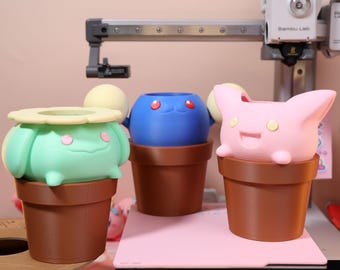Cute 3D Printed Multi-Purpose Flowerpot Pocket Monster-Inspired Succulent Planter for Desk Office Home Decor Perfect Gifts for Pokem Fans