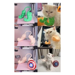 Hilarious Superhero Style Cat Cosplay Accessories Comic Fan Hanging Neck Props for Pets Featuring Mighty Fists Claw Warrior Shield Hero