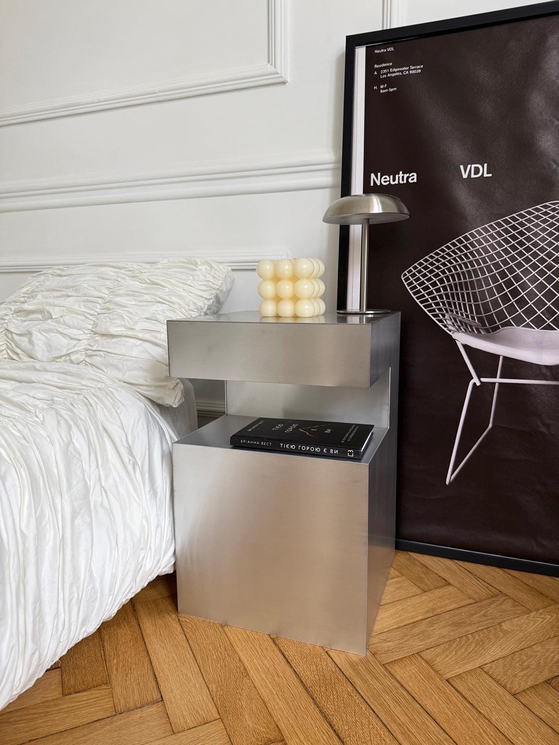 Metal Bedside Table. Stainless Steel Side Table. Coffee Table. Modern Home Furniture