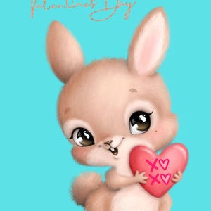 Darling biglietto di San Valentino stampabile, poster, regalo femminile, coniglietto