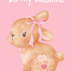 Carta regalo stampabile per San Valentino, poster, regalo femminile, coniglietto innamorato
