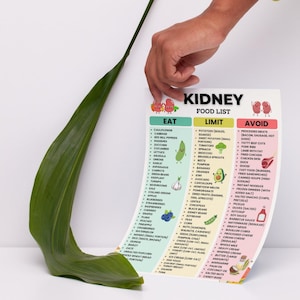 Kidney Food List Printable | Renal Diet Chart Eat Limit Avoid | Kidney Nutrition PDF | Low Potassium Low Sodium Food List