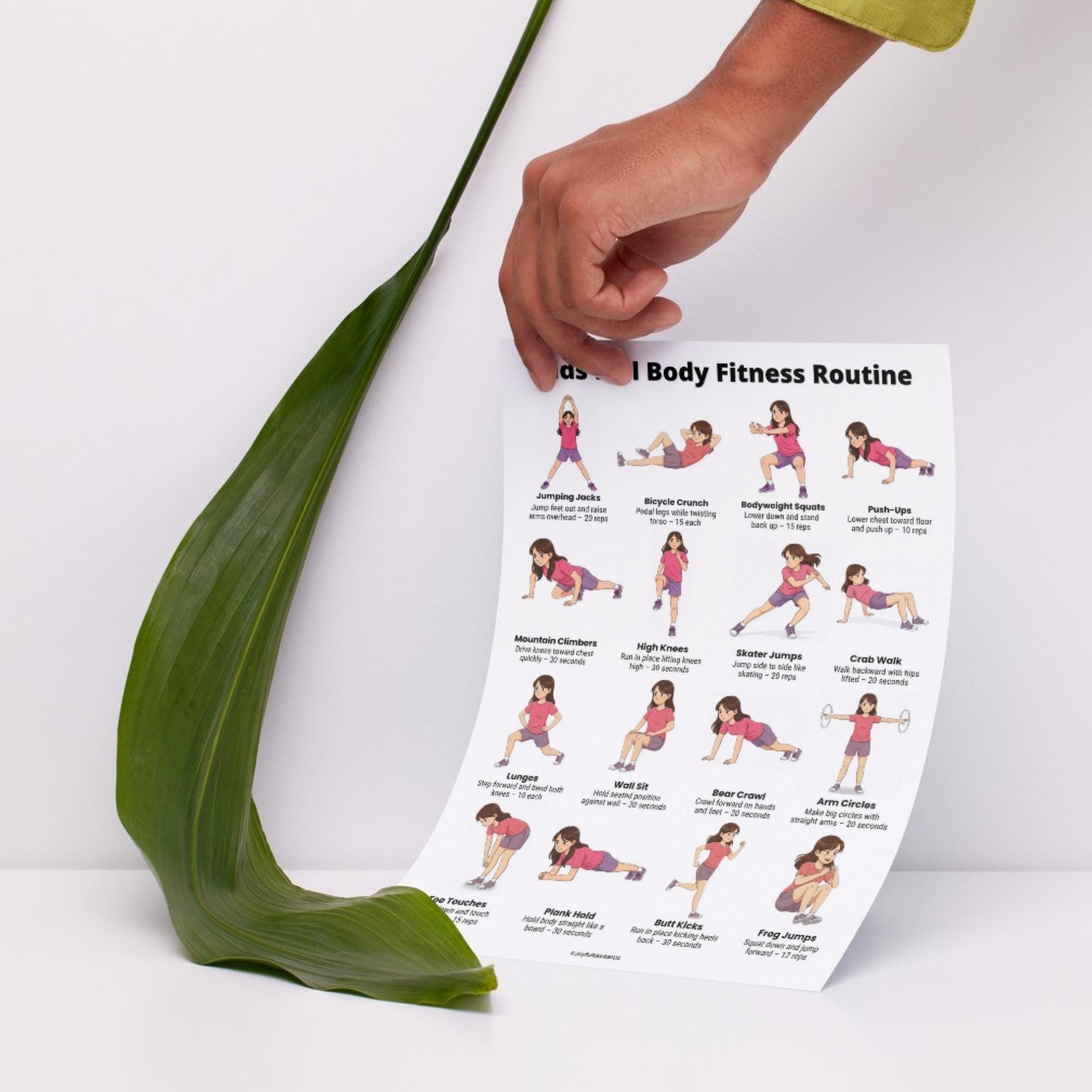 Kids Full Body Workout Printable PDF, 16 Kids Exercises Chart, Children ...