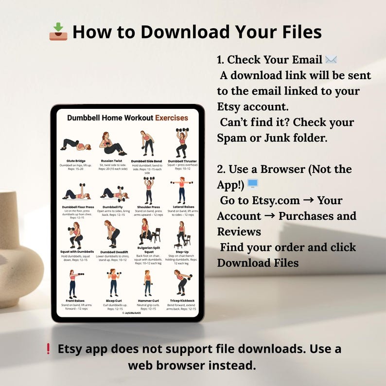 Dumbbell Home Workout Exercises Printable | Full Body Strength Training ...