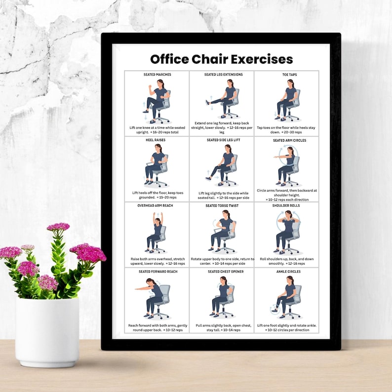 Office Chair Exercises Printable PDF – Seated Desk Workout for Work ...