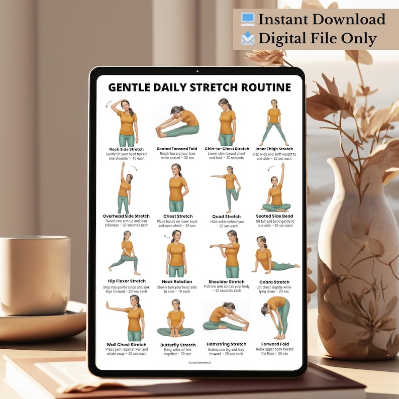 Gentle Daily Stretch Routine | Full Body Stretching Exercises Chart ...