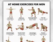 At Home Exercises for Men | Full Body Workout Chart | Printable Home Exercise Chart for Men Fitness Training Without Equipment