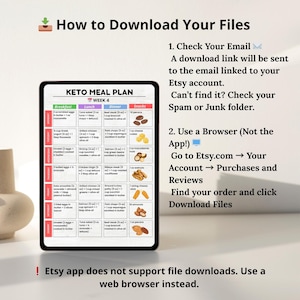 Keto Meal Plan 4 Weeks with Grocery List | Printable Low Carb 28 Day Ketogenic Diet Planner PDF (US Letter & A4)