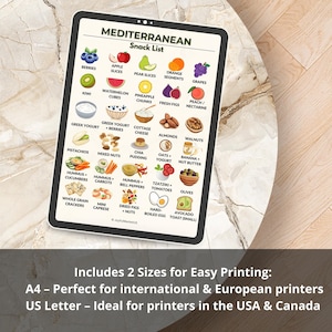 Mediterranean Snacks Printable | 30 Snack Options Chart
