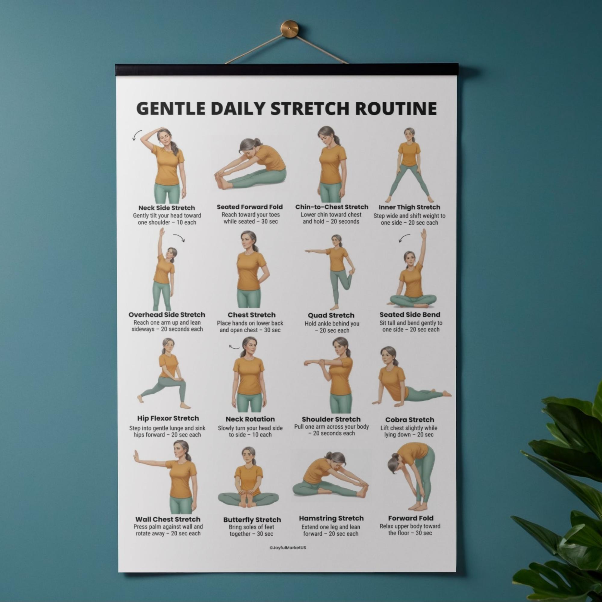 Gentle Daily Stretch Routine | Full Body Stretching Exercises Chart ...