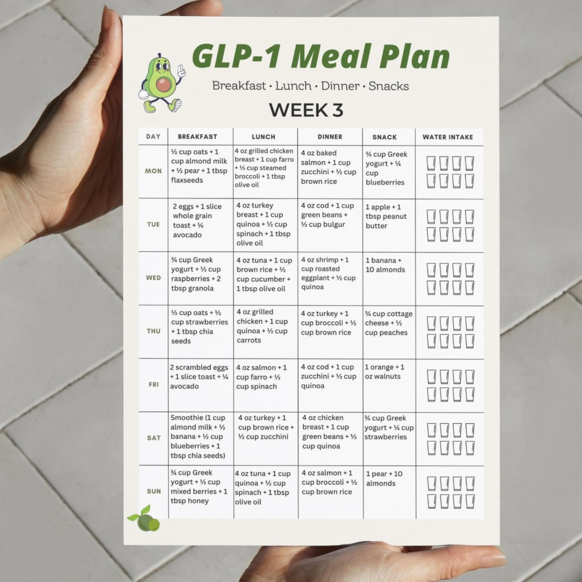 GLP-1 Meal Plan Printable 4 Week, GLP1 Diet Meal Plan PDF, Weekly Meal ...