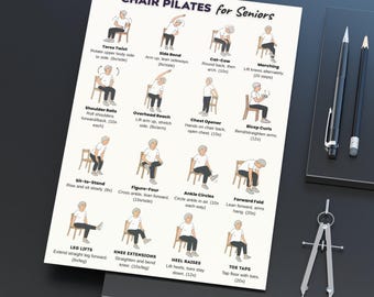 Produktbild von Stuhlübungen Für Senioren, Übungskarten Für Fitnesslehrer, Fitness-Illustrationen Für Personal Trainer, Gruppenübungen