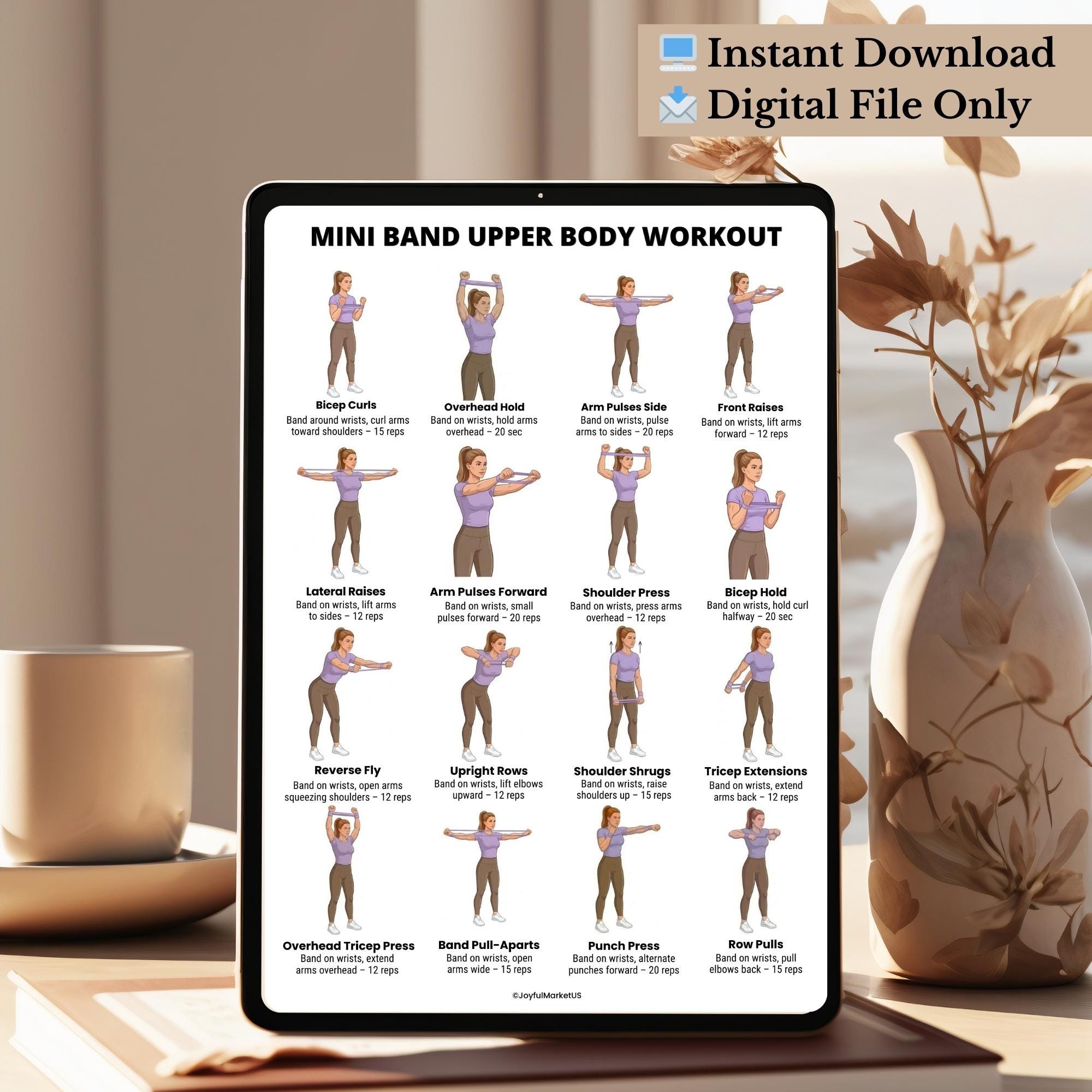 Mini Band Upper Body Workout Printable PDF, Resistance Band Arm ...