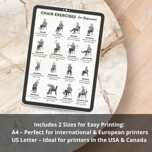 Chair Exercises for Beginners Printable | Seated Workout Chart | Low ...