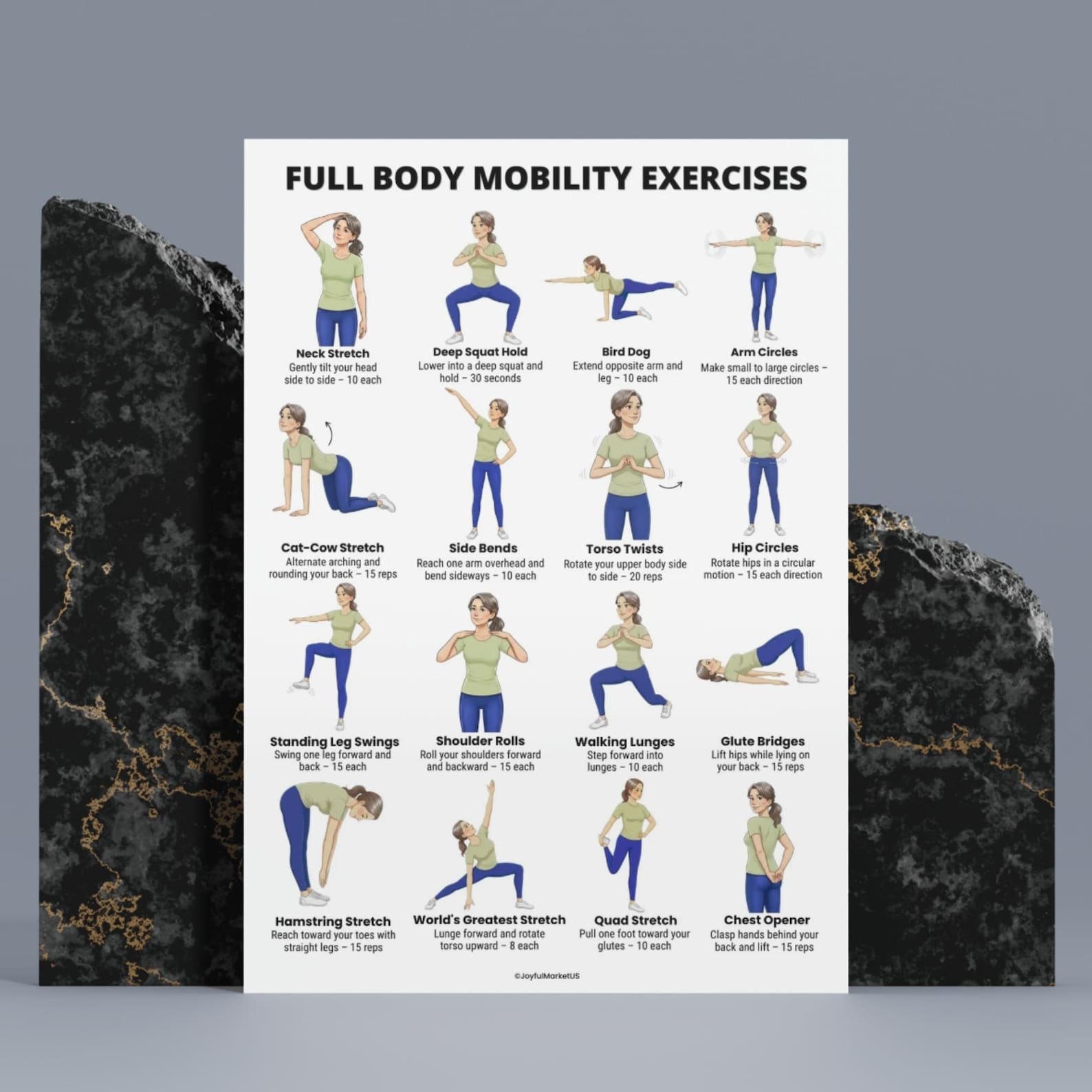 Full Body Mobility Exercises | Daily Mobility Workout Chart | Printable ...
