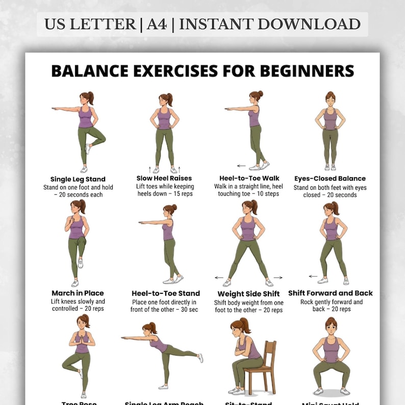Balance Exercises for Beginners | Standing Balance Workout | Stability ...