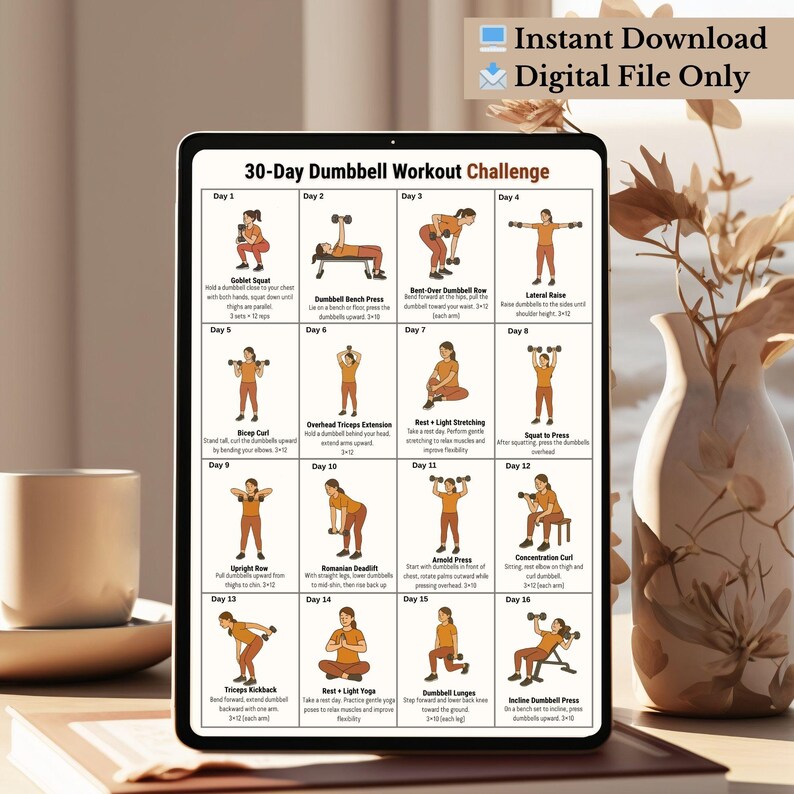 Dumbbell Workout Printable | Full Body Dumbbell Exercises Chart | Home ...
