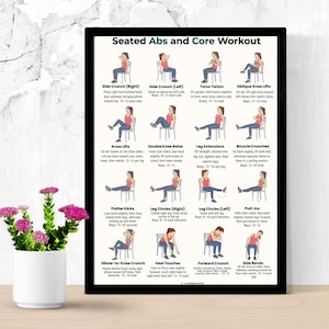 Seated Abs and Core Workout | Chair Exercise Printable | Easy Home Fitness Chart