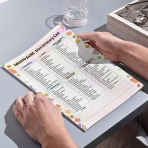 Menopause diet grocery list printable · low estrogen foods for women over 40 · categorized grocery chart PDF · instant download