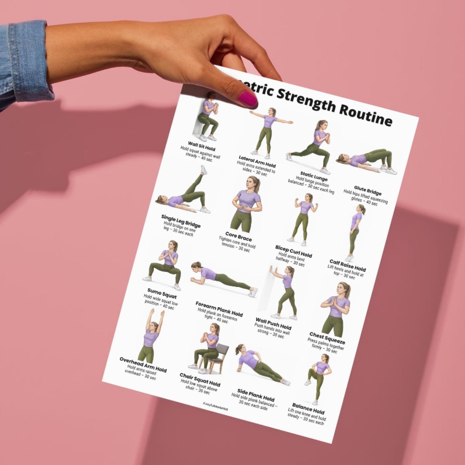Isometric Strength Routine Printable PDF, Full Body Static Hold ...