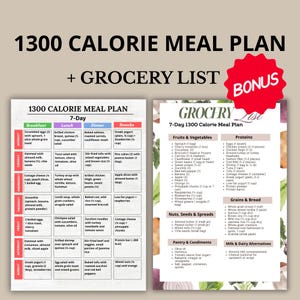 1300 Kalorien Diät-Plan, 1300 Kalorien Diät-Lebensmittel-Liste, 1300 Kalorien Meal Prep, 1300 Kalorien Einkaufsliste, 1300 Kalorien Printable