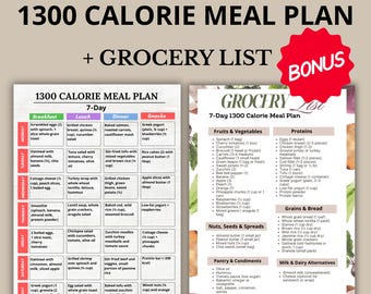 1300 Calories Diet Plan Food Chart, 1300 Calories Diet Food List, 1300 Calorie Meal Prep, 1300 Calorie Grocery List, 1300 Calorie Printable