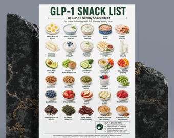 glp 1 friendly snacks GLP-1 Snack List Printable, GLP-1 Friendly Snack Chart PDF, 30 Snack Ideas,  High Protein Low Sugar Snack Guide, Instant Download
