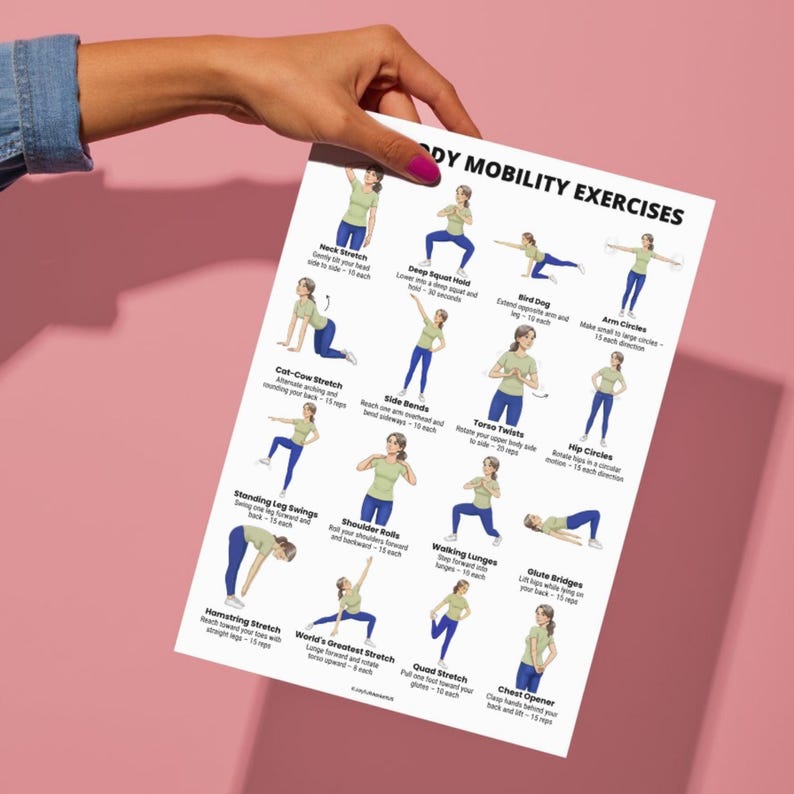 Full Body Mobility Exercises | Daily Mobility Workout Chart | Printable ...