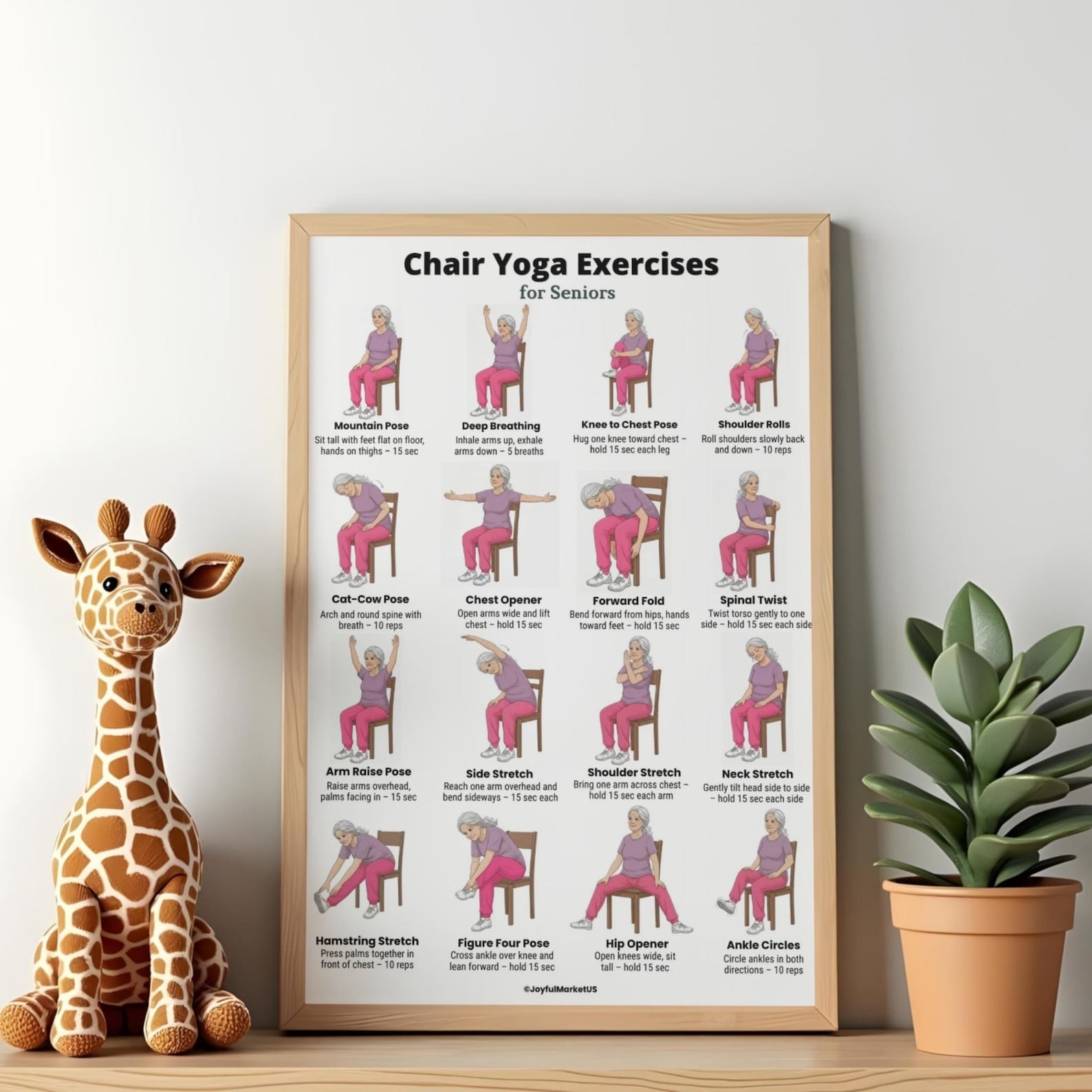 Chair Yoga for Seniors | Seated Chair Yoga Exercises Chart | Home Yoga ...