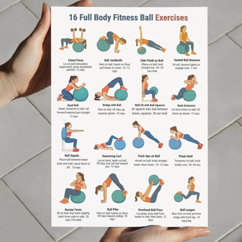 QUICKFIT Poster per allenamento con panca scorrevole, compatibile con Total Gym, Weider Ultimate Body Works, tabella di esercizi con panca inclinata ( laminato, 45,7 x 61 cm