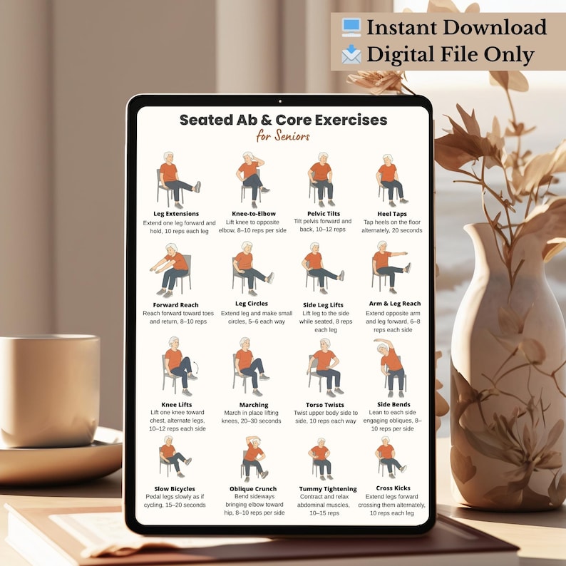 Seated Ab And Core Exercises For Seniors Printable Chair Workout For
