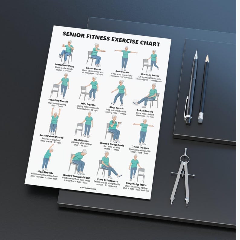 Exercises for Seniors | Standing & Chair Senior Fitness Workout Chart ...