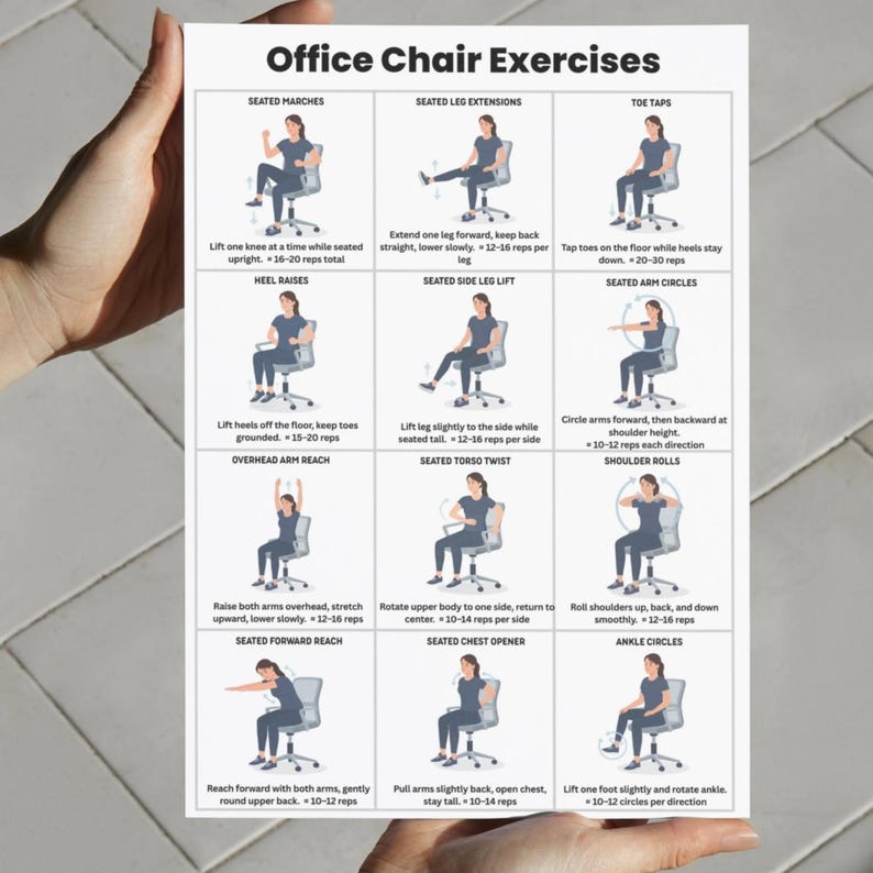 Office Chair Exercises Printable PDF – Seated Desk Workout for Work