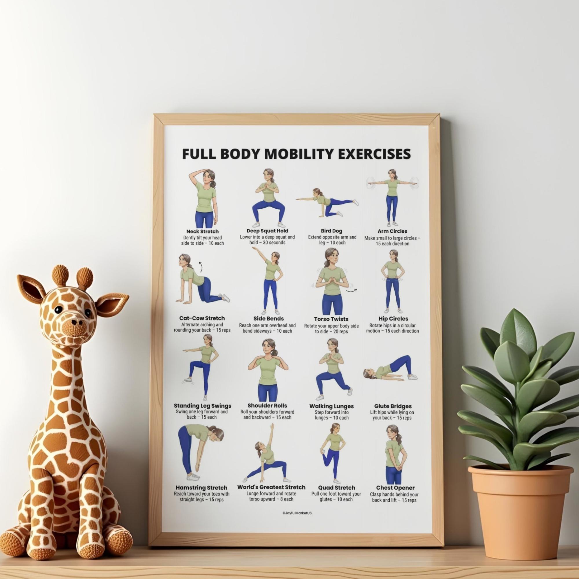 Full Body Mobility Exercises | Daily Mobility Workout Chart | Printable ...