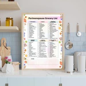 Perimenopause Grocery List Printable | Premenopause Diet Shopping List | Menopause Food List | Low Estrogen Diet Foods PDF