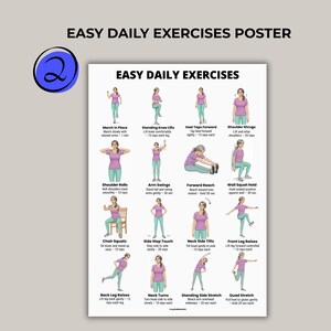 Daily Movement Workout Bundle printable set with gentle at home exercises easy daily routine and mobility exercise posters for beginners PDF