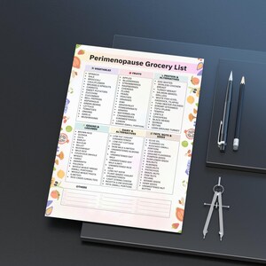 Perimenopause Grocery List Printable | Premenopause Diet Shopping List | Menopause Food List | Low Estrogen Diet Foods PDF