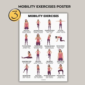 Daily Movement Workout Bundle printable set with gentle at home exercises easy daily routine and mobility exercise posters for beginners PDF
