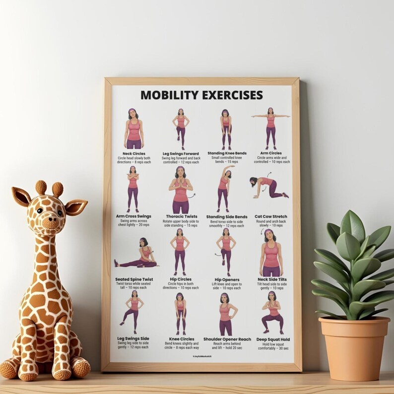 Daily Movement Workout Bundle printable set with gentle at home exercises easy daily routine and mobility exercise posters for beginners PDF