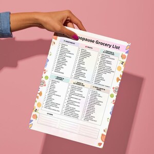 Perimenopause Grocery List Printable | Premenopause Diet Shopping List | Menopause Food List | Low Estrogen Diet Foods PDF