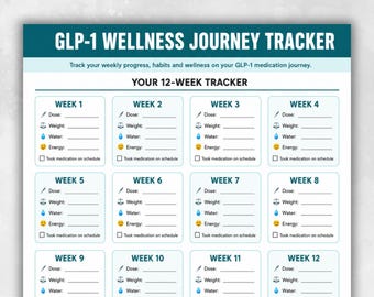 GLP-1 Wellness Journey Tracker Printable | 12 Week Progress PDF