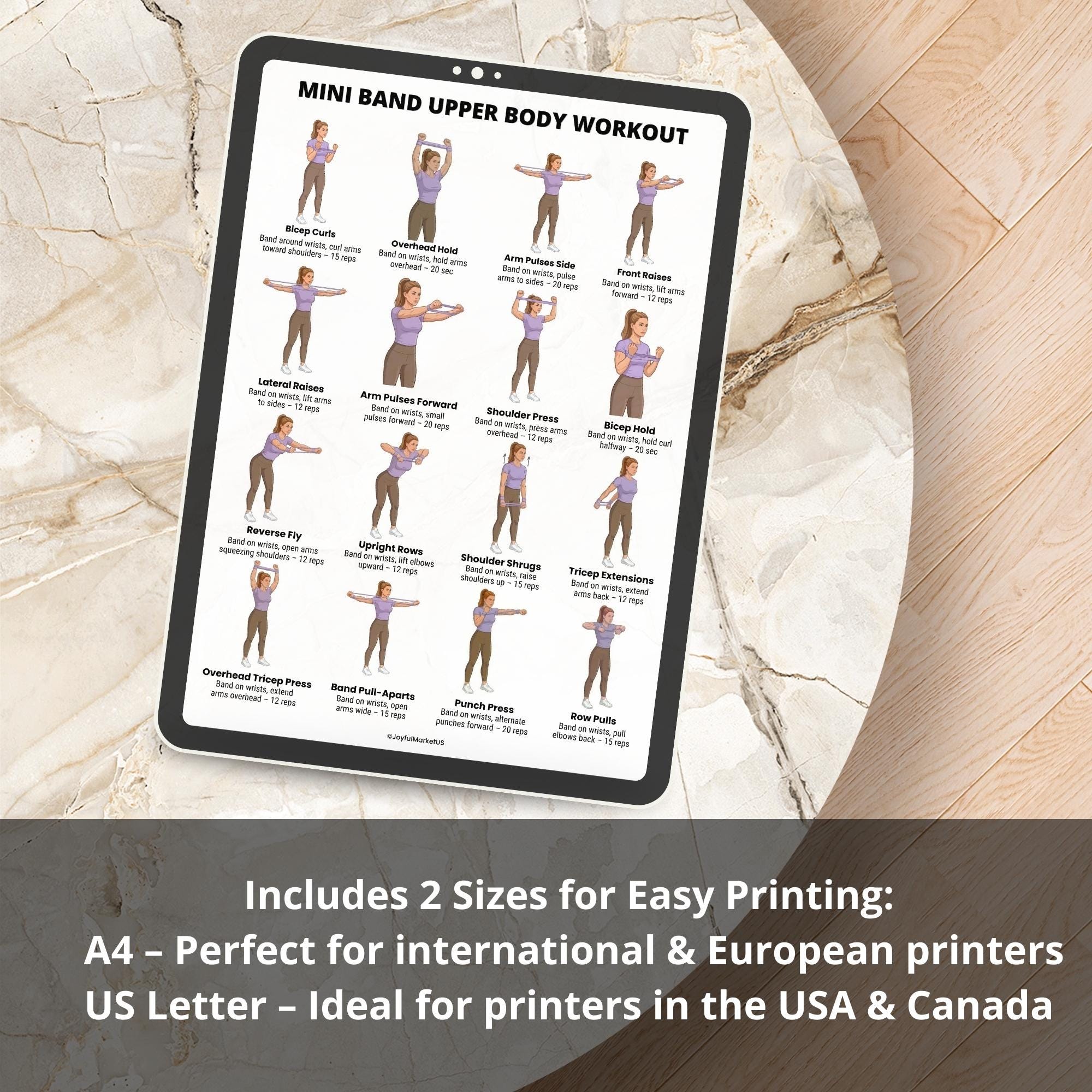 Mini Band Upper Body Workout Printable PDF, Resistance Band Arm ...