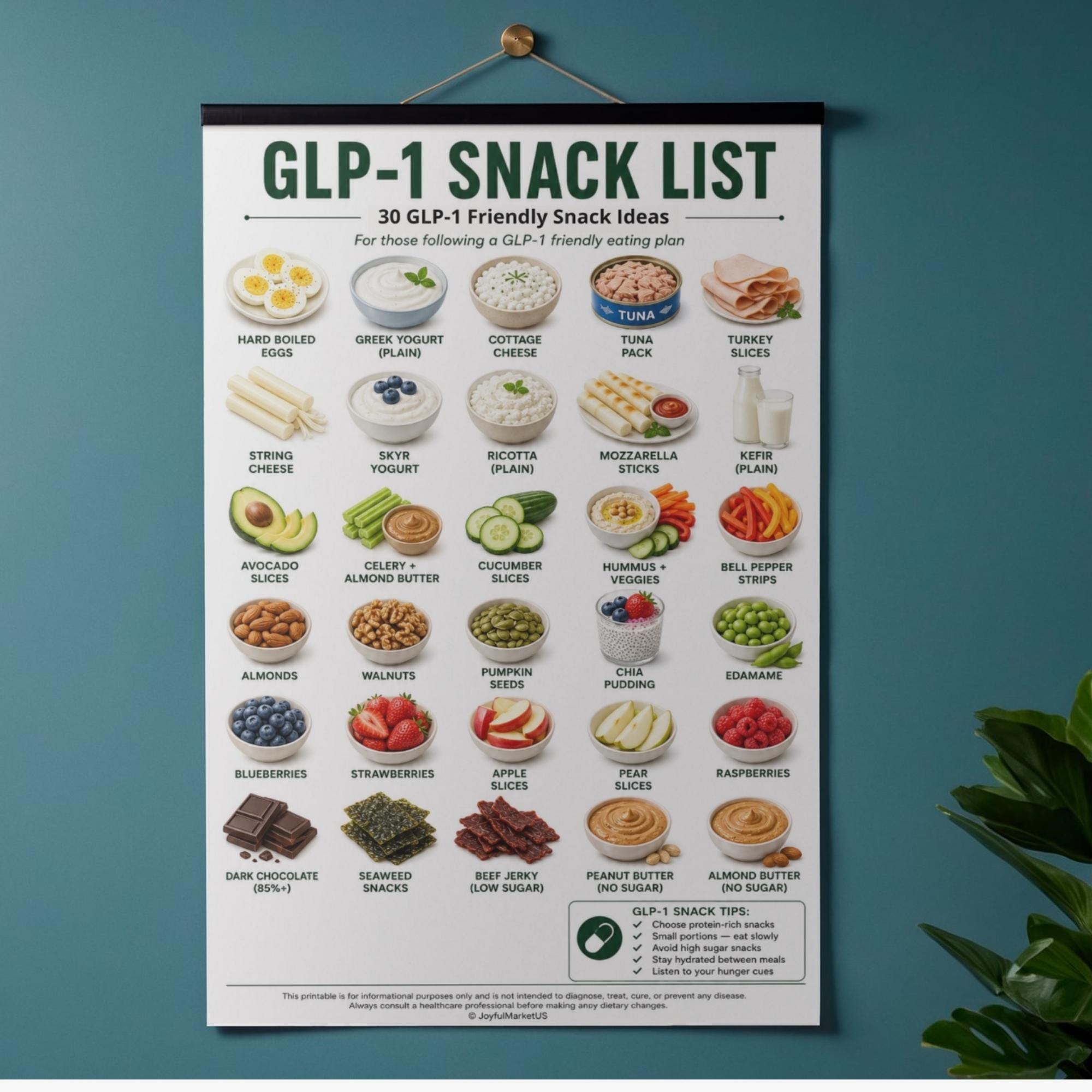 best glp 1 snacks GLP-1 Snack List Printable, GLP-1 Friendly Snack Chart PDF, 30 Snack Ideas, High Protein Low Sugar Snack Guide, Instant Download